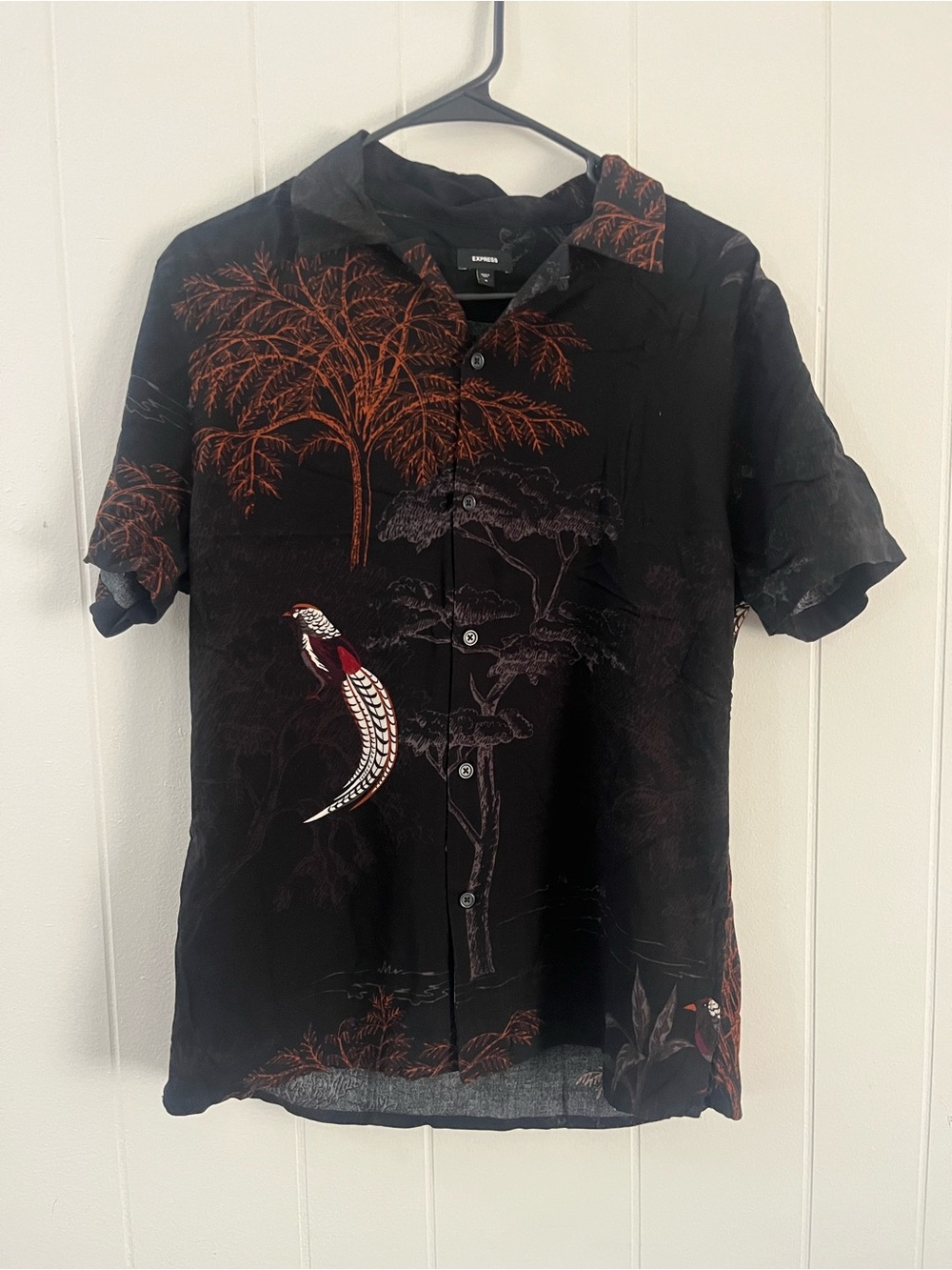 Express Black Short Sleeve Shirt 100% Rayon